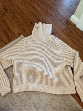 Madewell Cream Turtleneck Ribbed Sweater - Women's